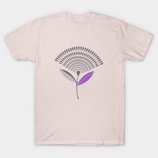 Mid Century Modern Dandelion Seed Head In Lilac T-Shirt